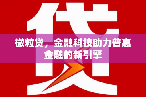 岑巩微粒贷，金融科技助力普惠金融的新引擎