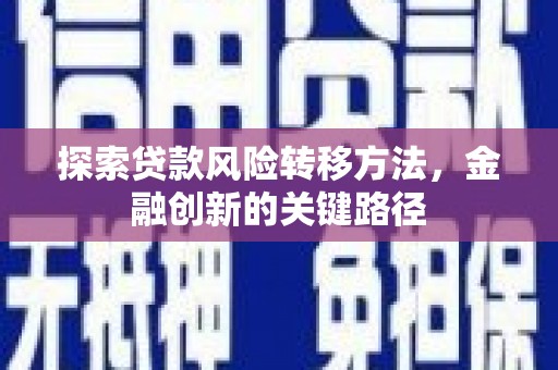 迭部探索贷款风险转移方法，金融创新的关键路径