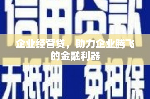 中区企业经营贷，助力企业腾飞的金融利器