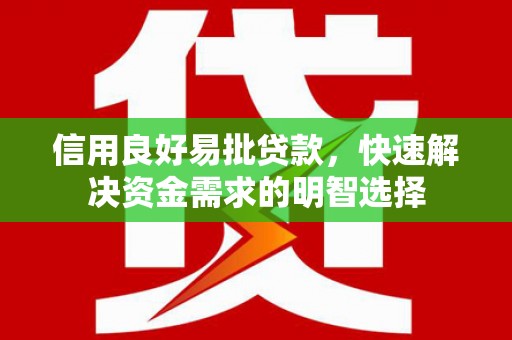 西和信用良好易批贷款，快速解决资金需求的明智选择