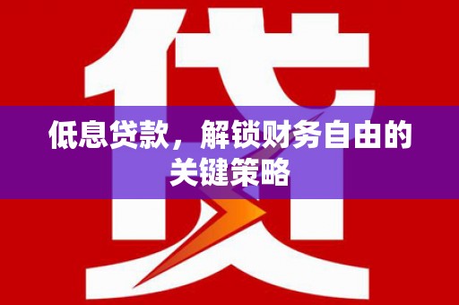 皇姑低息贷款，解锁财务自由的关键策略