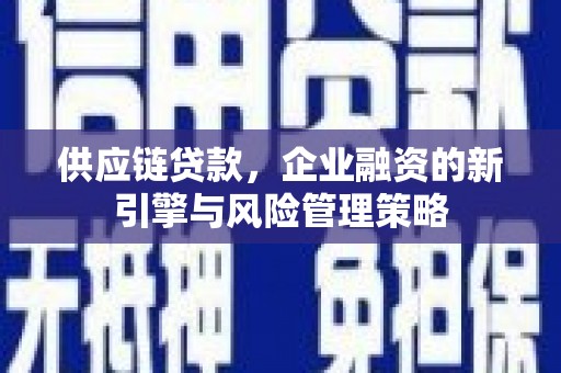 西区供应链贷款，企业融资的新引擎与风险管理策略